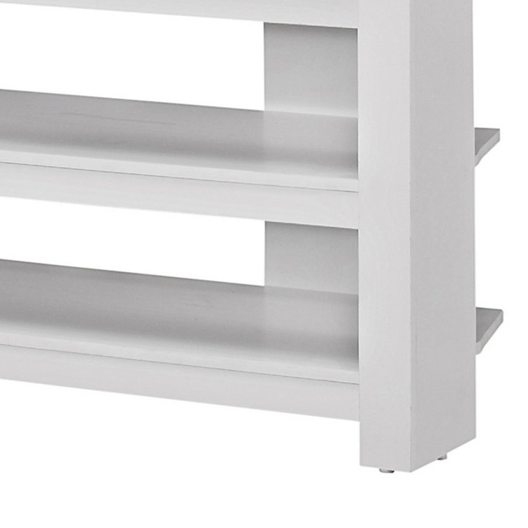 Modern White Corner TV Stand with Open Shelves and Cabinet