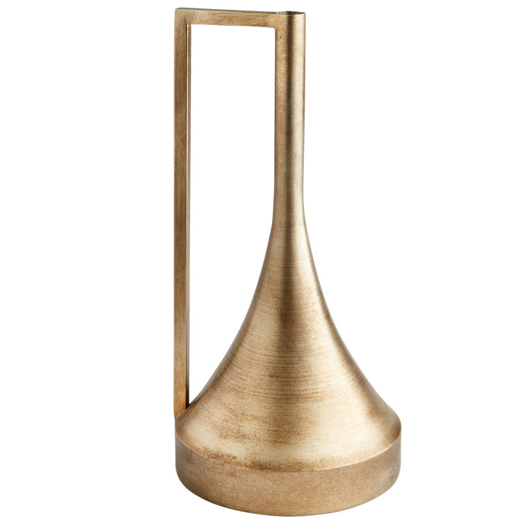 Contemporary Bronze Metal Funnel Floor Vase 16"