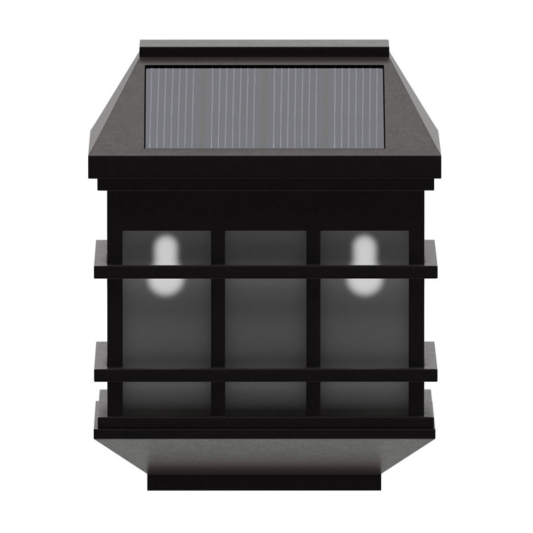 Black Square LED Solar Wall Mount Lights, 6-Pack