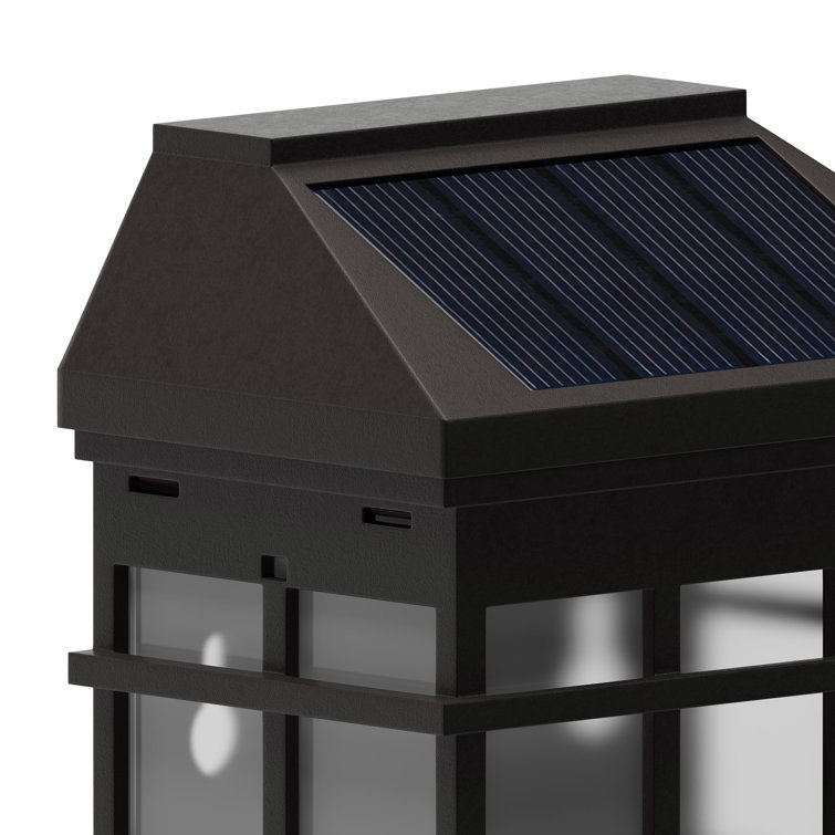 Black Square LED Solar Wall Mount Lights, 6-Pack