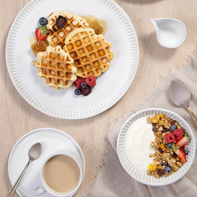 Handcrafted White Porcelain 8.46'' Salad/Dessert Plate Set