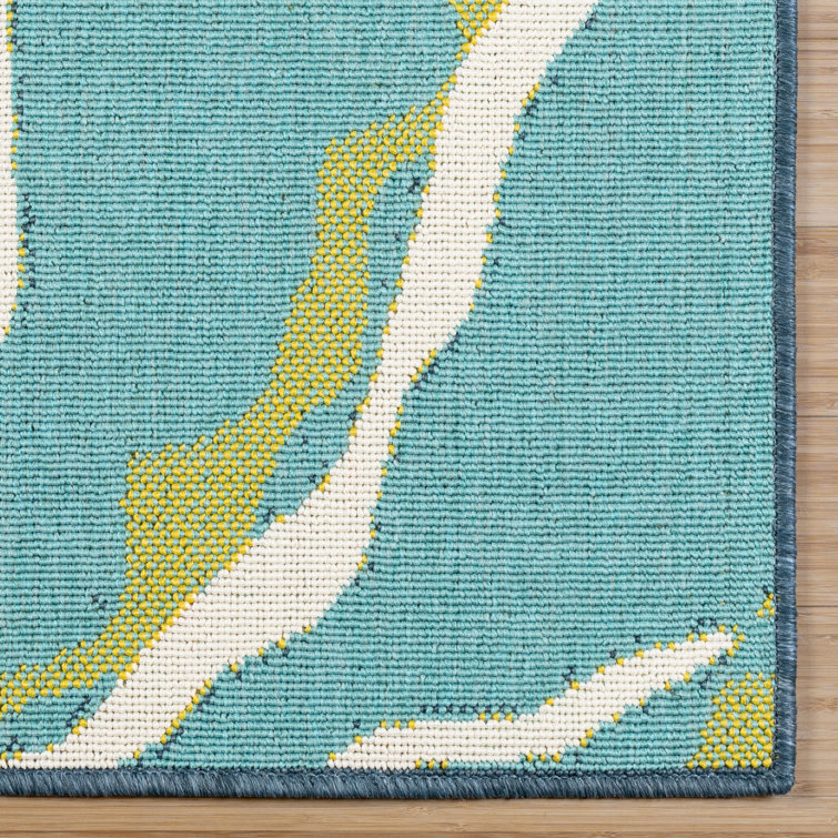 Jona Red and Blue Floral Synthetic Indoor/Outdoor Area Rug