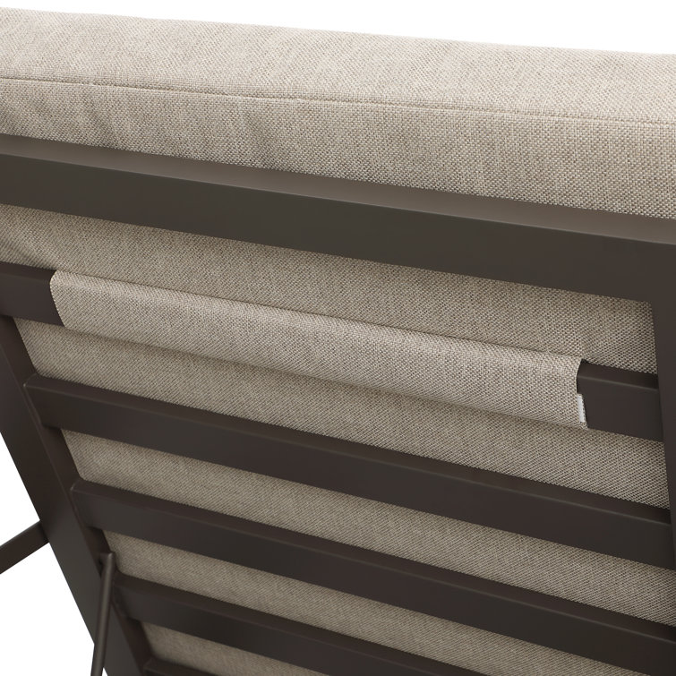Slate Black Aluminum Double Chaise Lounge with Beige Cushions