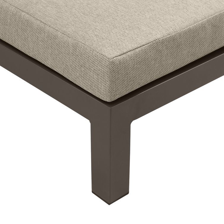 Slate Black Aluminum Double Chaise Lounge with Beige Cushions