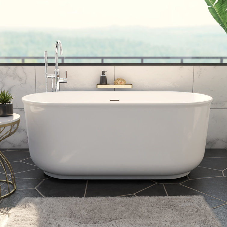 Alliance Pro 67" White Acrylic Freestanding Oval Bathtub