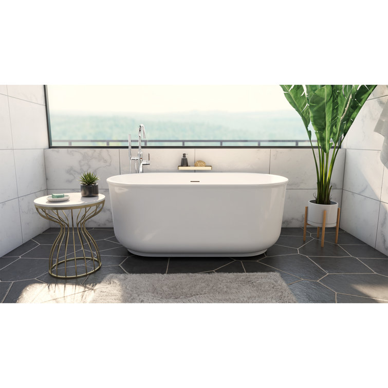 Alliance Pro 67" White Acrylic Freestanding Oval Bathtub