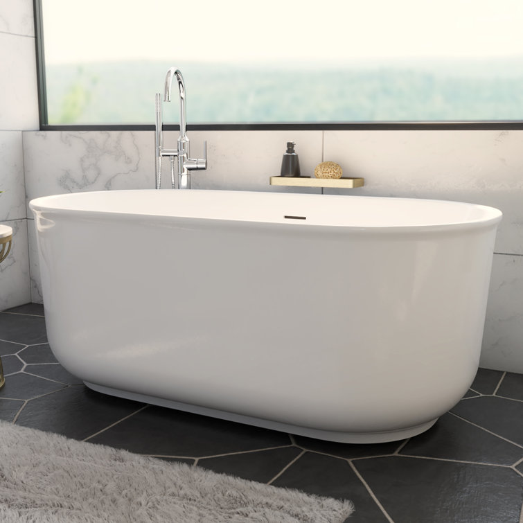 Alliance Pro 67" White Acrylic Freestanding Oval Bathtub