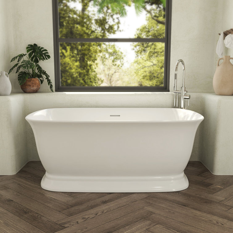 Ascend 67" White Acrylic Freestanding Double Slipper Bathtub