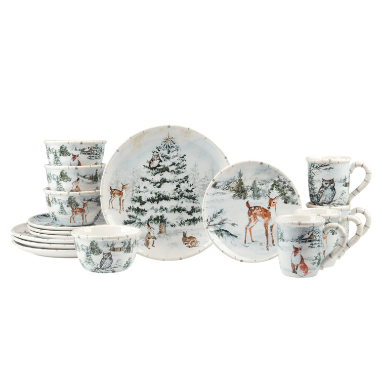 Winter's Frost Ceramic Holiday Dinnerware Set, Service for 4