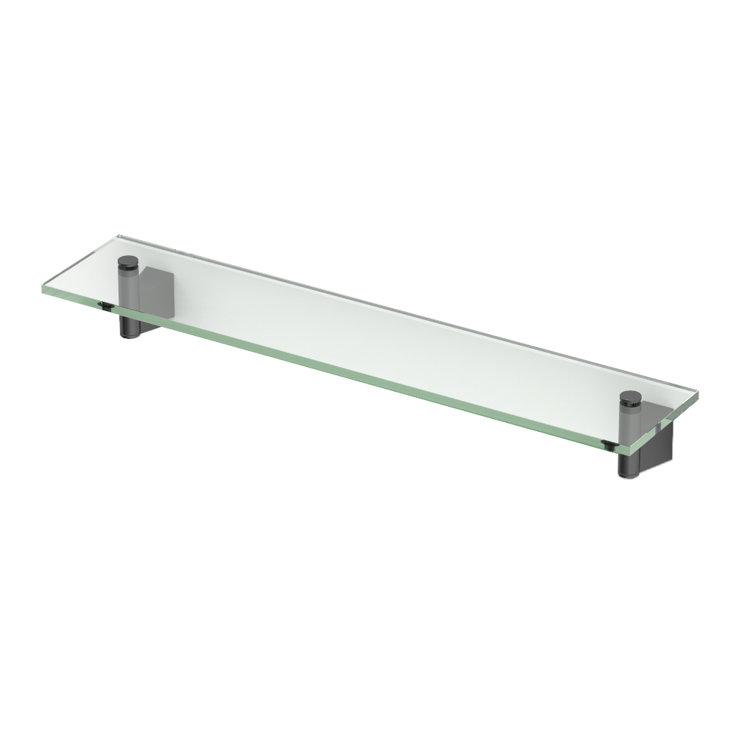SleekSpace Matte Black Floating Glass Bathroom Shelf