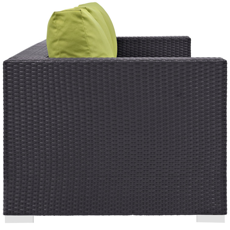 Espresso Peridot Wicker Rattan Three-Seat Outdoor Sectional Sofa