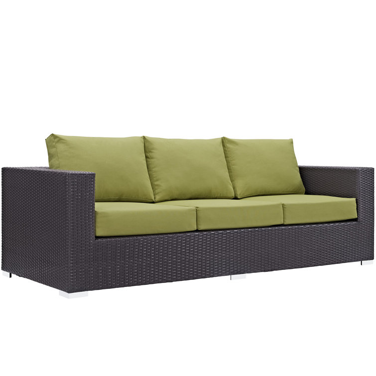 Espresso Peridot Wicker Rattan Three-Seat Outdoor Sectional Sofa
