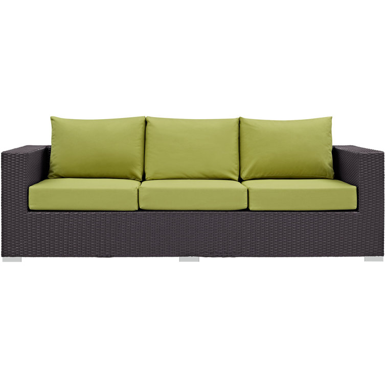 Espresso Peridot Wicker Rattan Three-Seat Outdoor Sectional Sofa