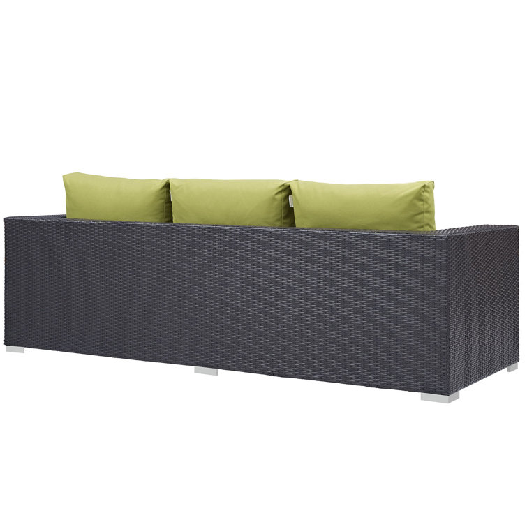 Espresso Peridot Wicker Rattan Three-Seat Outdoor Sectional Sofa