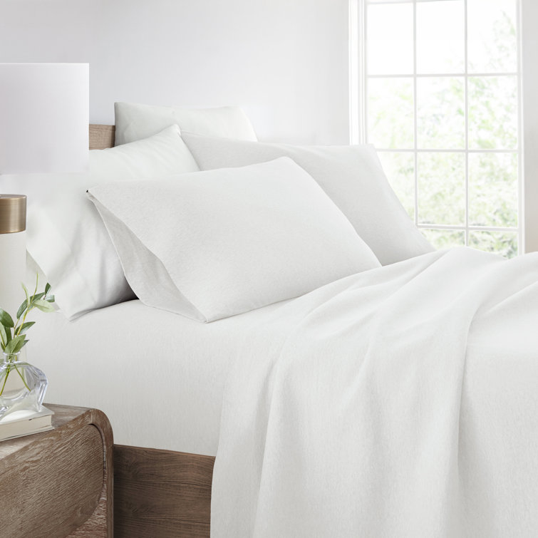 Twin White Cotton Jersey Deep Pocket Sheet Set