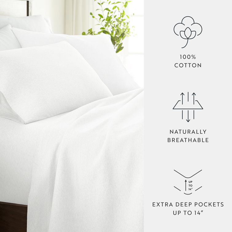 Navy Full Cotton Jersey Knit 4-Piece Bedding Set