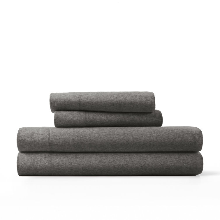 Gray Full Deep Pocket Cotton Jersey Sheet Set