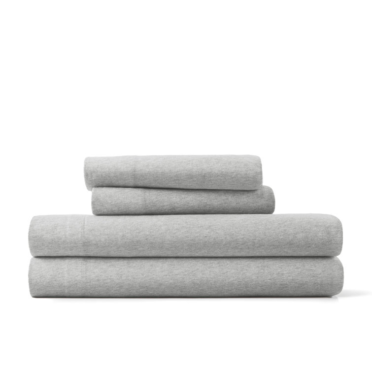 Twin XL Oatmeal Cotton Jersey Knit Bedding Set