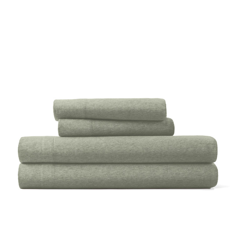 Sage Twin Cotton Jersey Knit Sheet Set