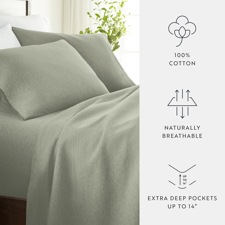 Sage Twin Cotton Jersey Knit Sheet Set