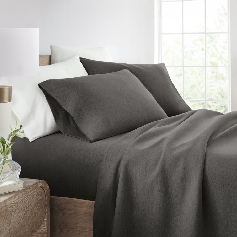 Gray Full Deep Pocket Cotton Jersey Sheet Set