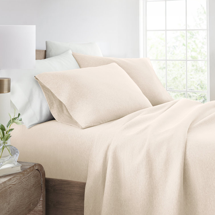 Oatmeal Twin Cotton Jersey Knit Sheet Set