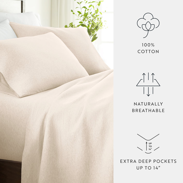 Oatmeal Twin Cotton Jersey Knit Sheet Set