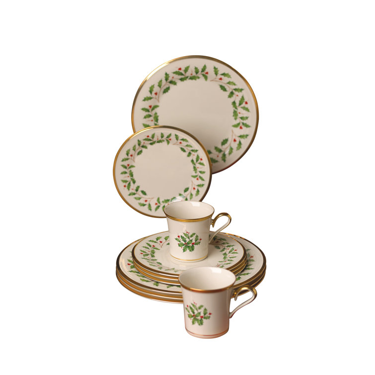 Lenox Holiday 12-Piece Porcelain Dinnerware Set with Gold Detailing