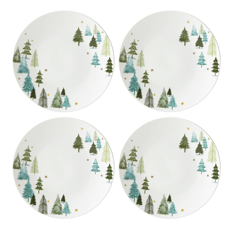 Balsam Lane 12-Piece White Porcelain Holiday Dinnerware Set