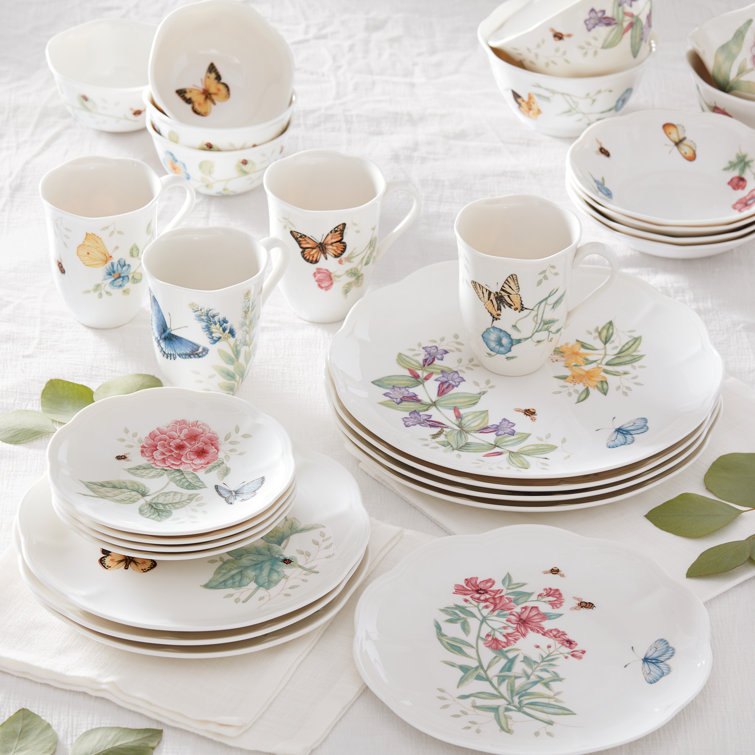 Butterfly Meadow Porcelain 28-Piece Colorful Dinnerware Set