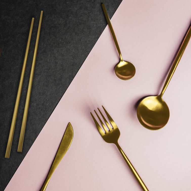 Gold Stainless Steel 20-Piece Flatware Set for Daily Use