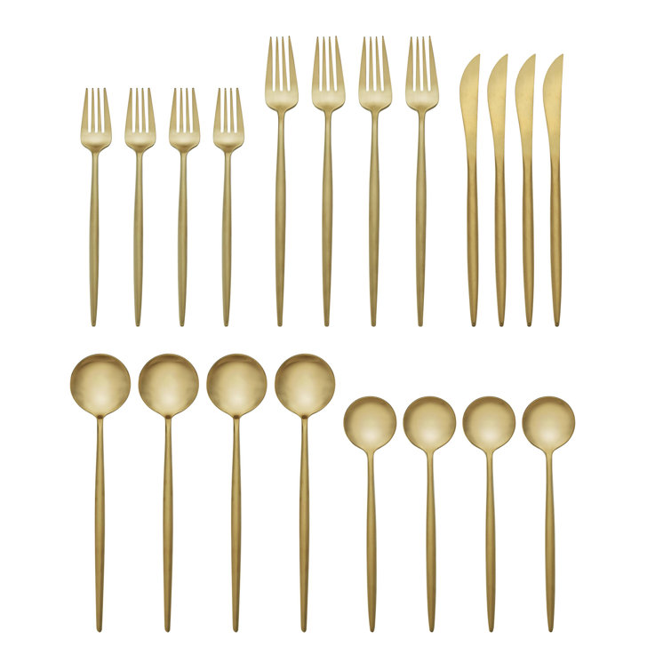 Gold Stainless Steel 20-Piece Flatware Set for Daily Use