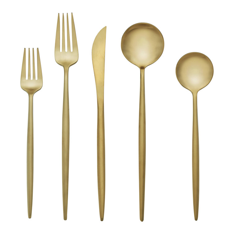 Gold Stainless Steel 20-Piece Flatware Set for Daily Use