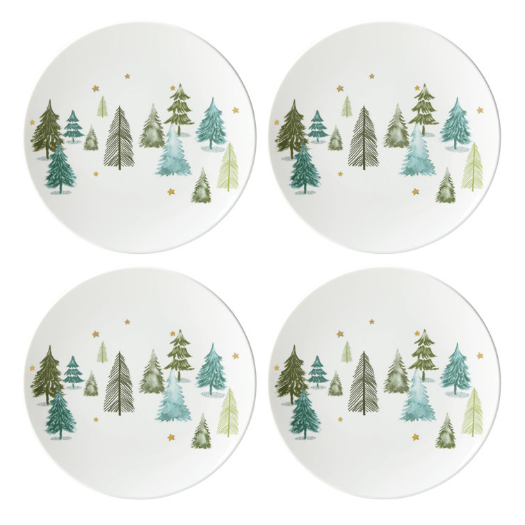 Balsam Lane 12-Piece White Porcelain Holiday Dinnerware Set