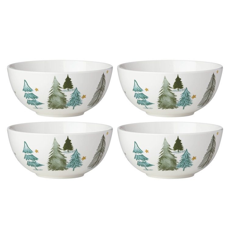 Balsam Lane 12-Piece White Porcelain Holiday Dinnerware Set