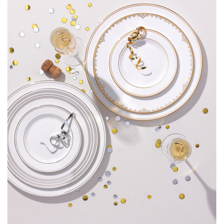 White and Gold Porcelain 5-Piece Formal Place Setting