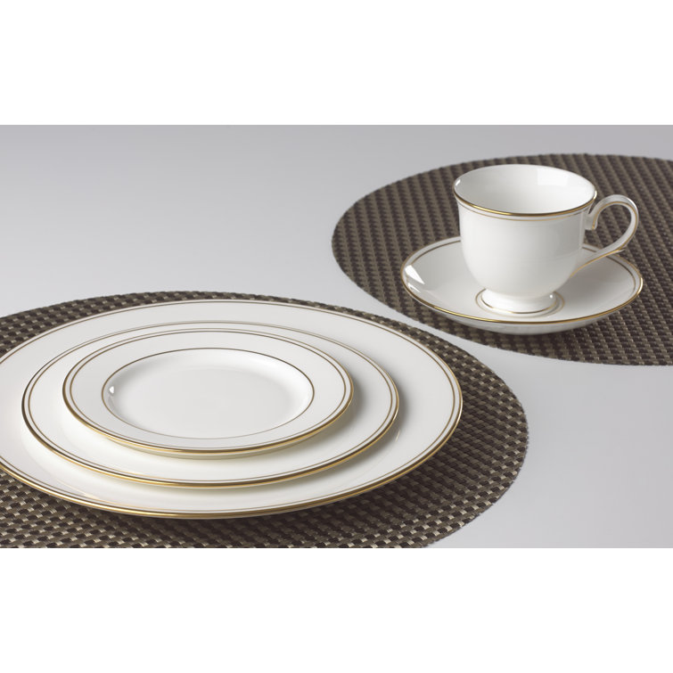 White and Gold Porcelain 5-Piece Formal Place Setting