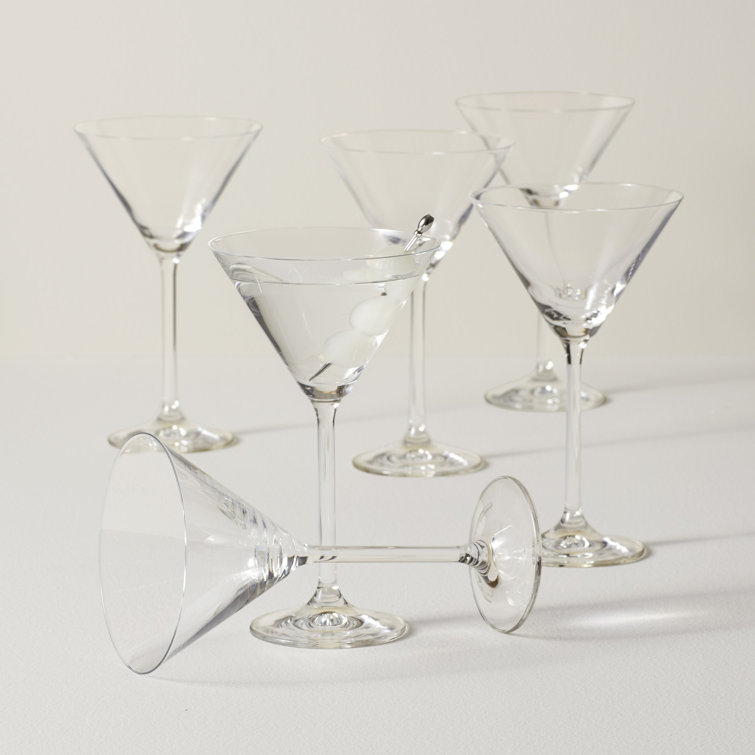 Elegant Clear European Glass Martini Set, 7" Tall