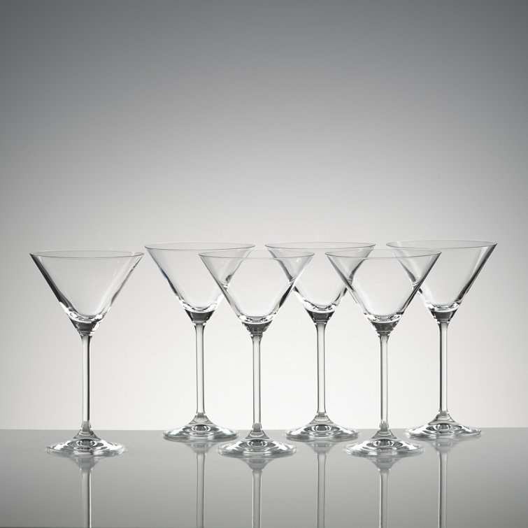 Elegant Clear European Glass Martini Set, 7" Tall