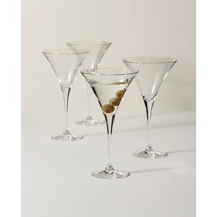 Elegant Clear Crystal Martini Glass Set of 4