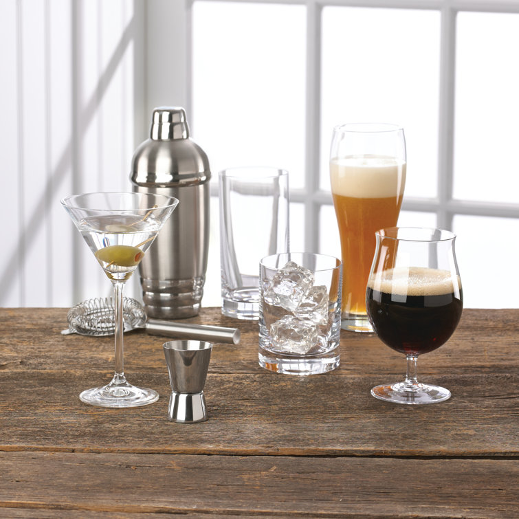 Elegant Clear European Glass Martini Set, 7" Tall