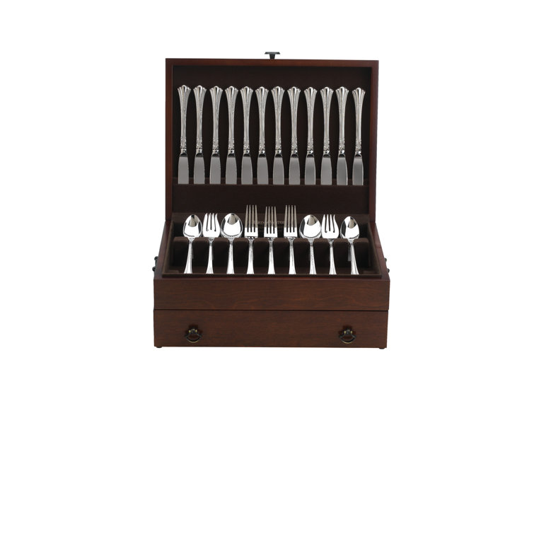 Bristol Cherry Brown Wooden Flatware Chest with Lining