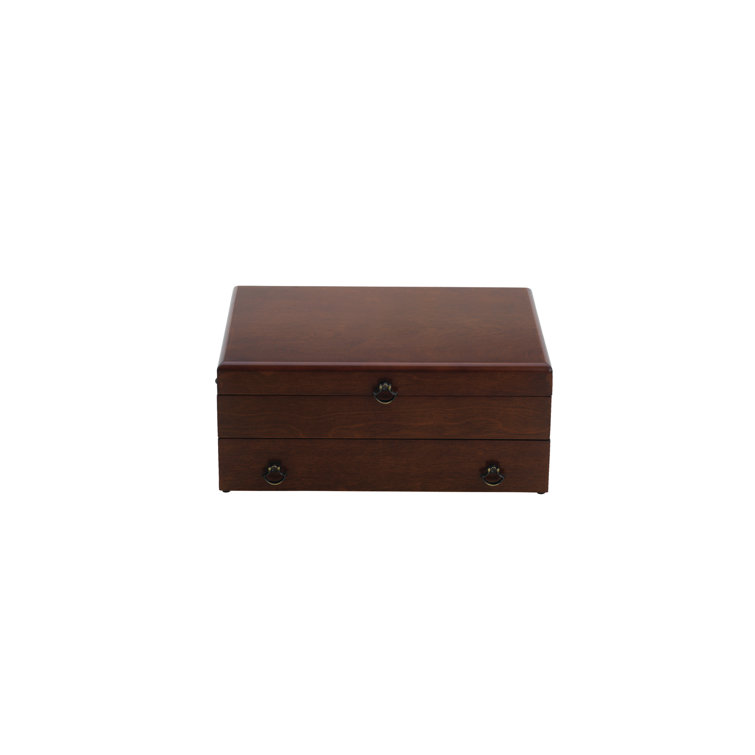 Bristol Cherry Brown Wooden Flatware Chest with Lining