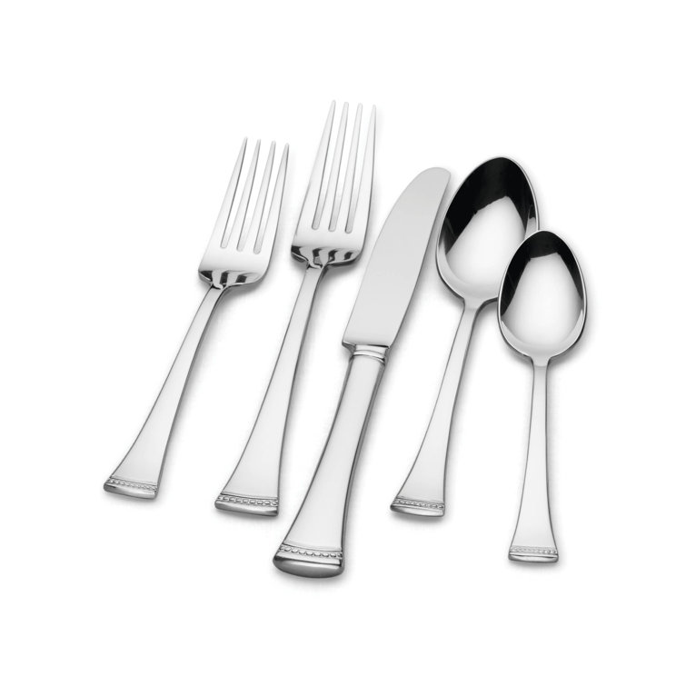 Portola Stainless Steel 65-Piece Flatware Set with Twisted Cord Trim
