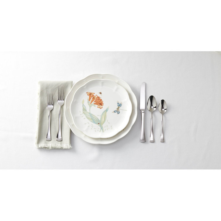 Portola Stainless Steel 65-Piece Flatware Set with Twisted Cord Trim