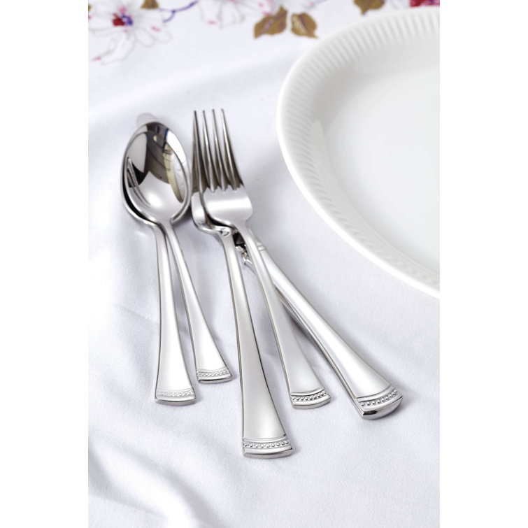 Portola Stainless Steel 65-Piece Flatware Set with Twisted Cord Trim