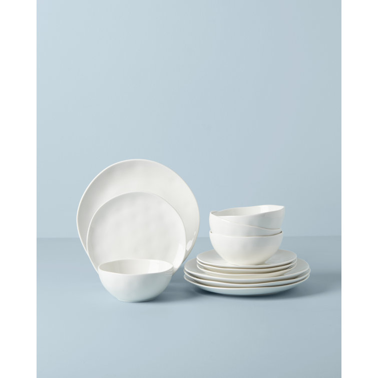 White Porcelain Minimalist 12-Piece Dinnerware Set