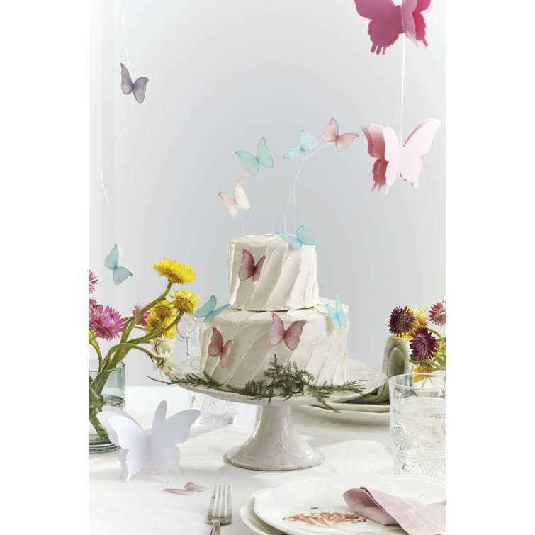 Elegant White Ceramic Pedestal Cake Stand with Floral Motif