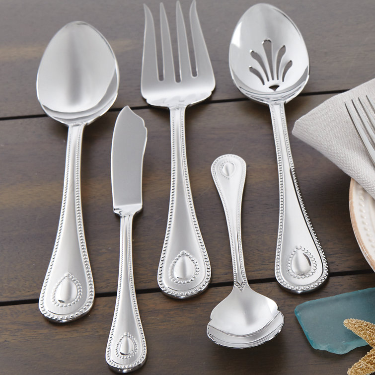 Elegant 65-Piece Stainless Steel Flatware Set with Beaded Handles
