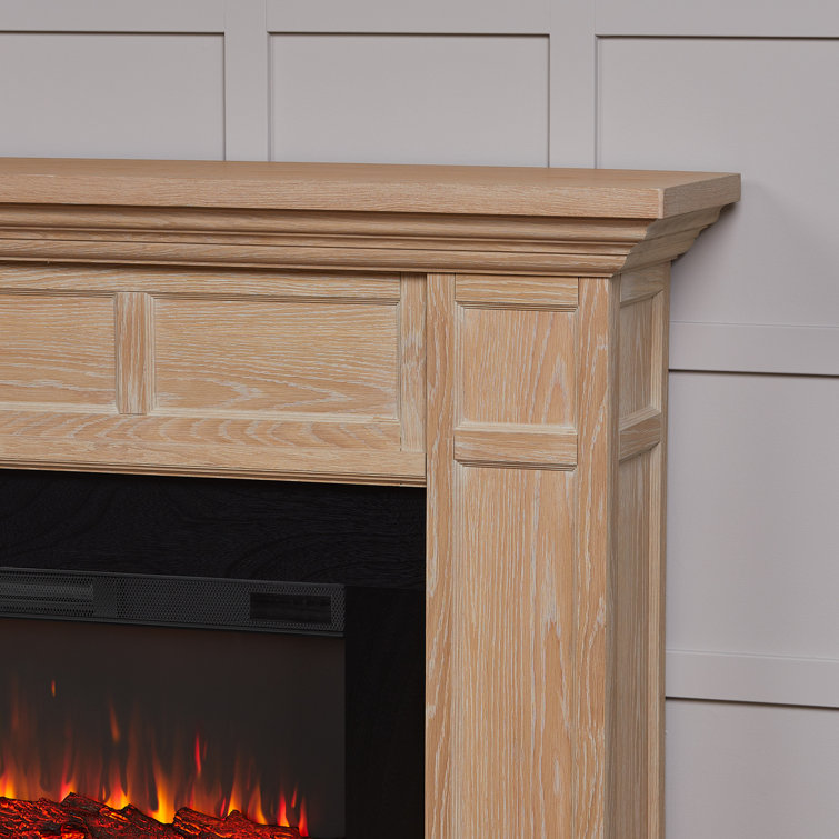 White Oak 75" Electric Fireplace with Mantel